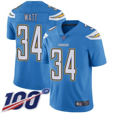 Los Angeles Chargers NFL Football Derek Watt Electric Blue Jersey Men Limited 34 Alternate 100th Season Vapor Untouchable